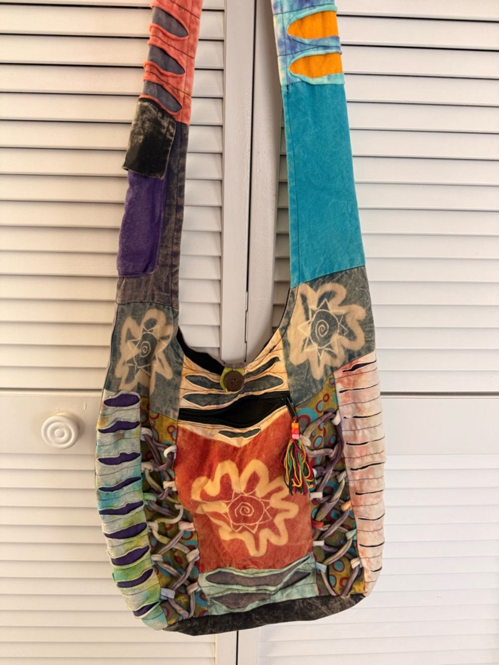 Colorful Boho Floral Patchwork Shoulder Bag - Multicolor